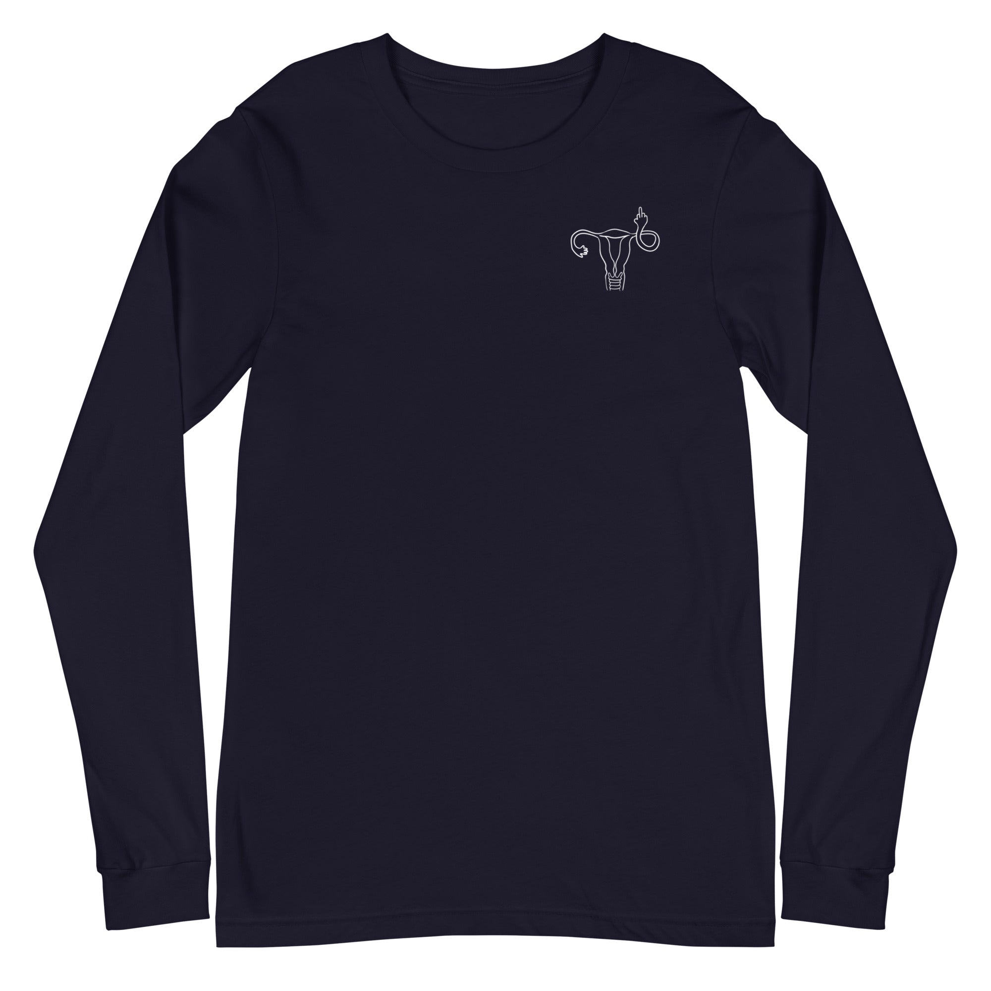 Middle Finger Uterus - Left Chest - Long Sleeve