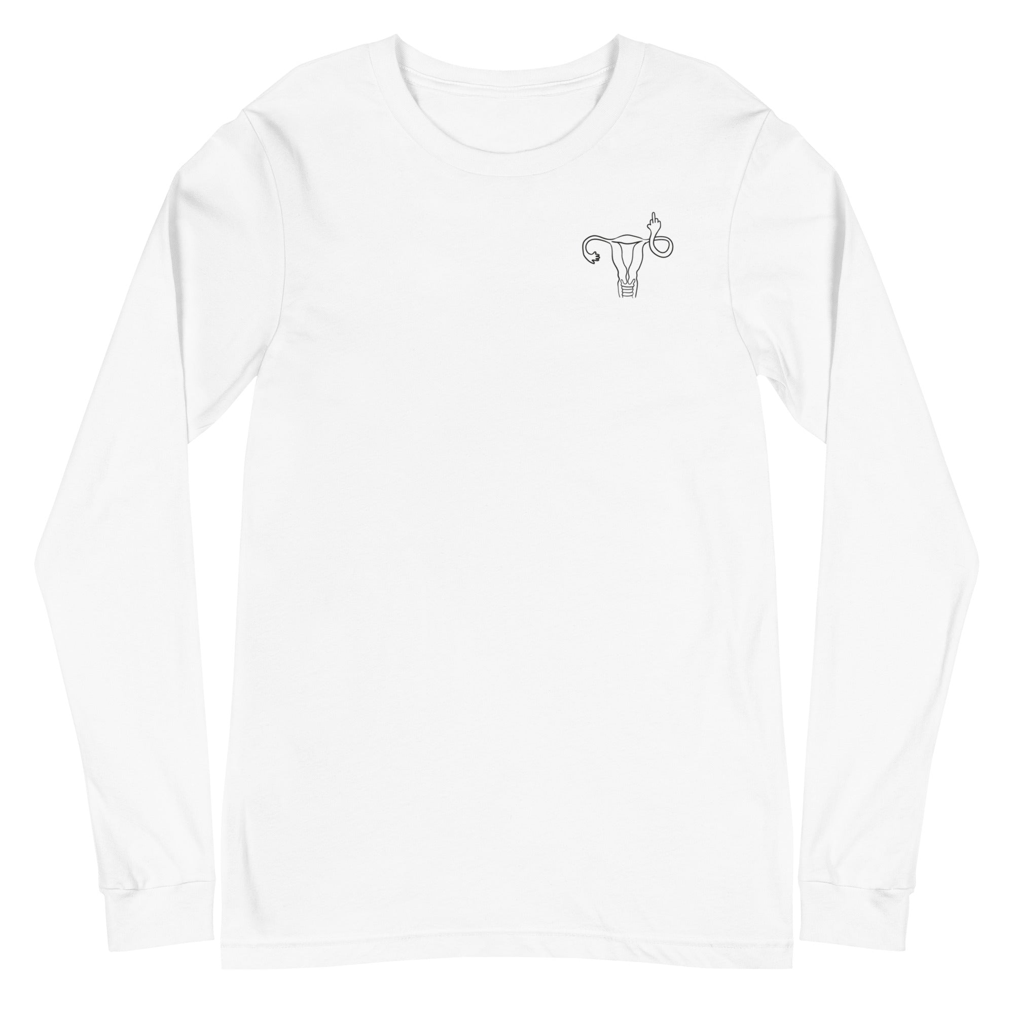 Middle Finger Uterus - Left Chest - Long Sleeve