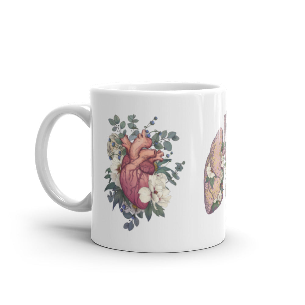 Mug: Floral Heart, Lungs, Brain