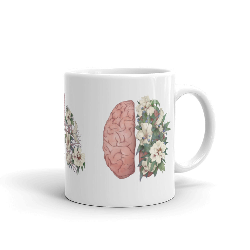 Mug: Floral Heart, Lungs, Brain