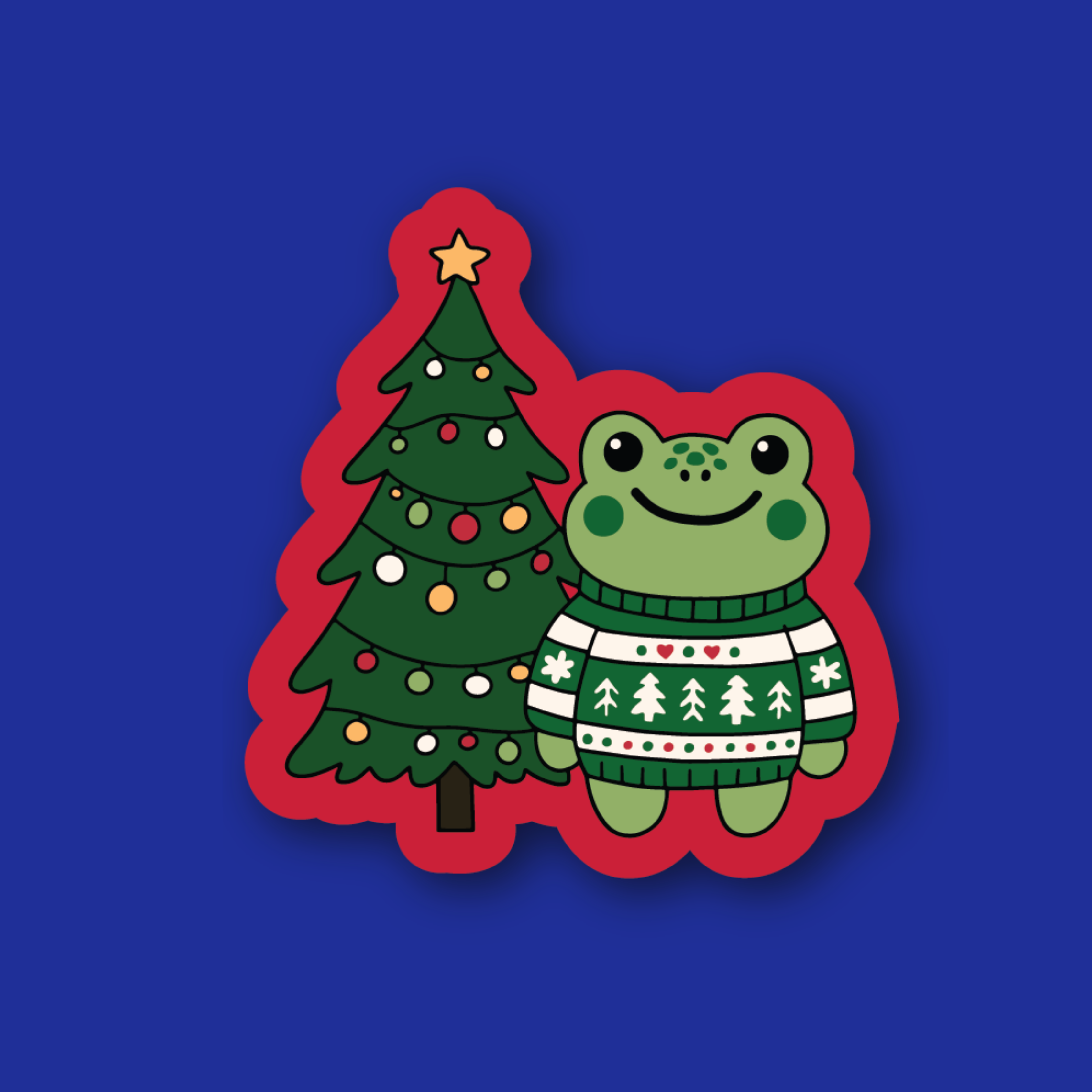 Badge Topper: Festive Frog