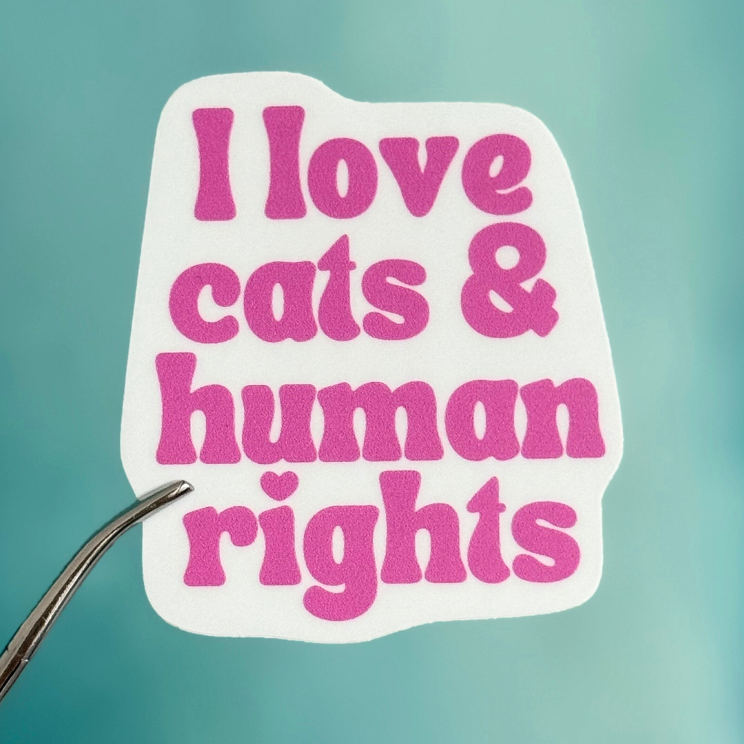 Sticker: I love cats & human rights