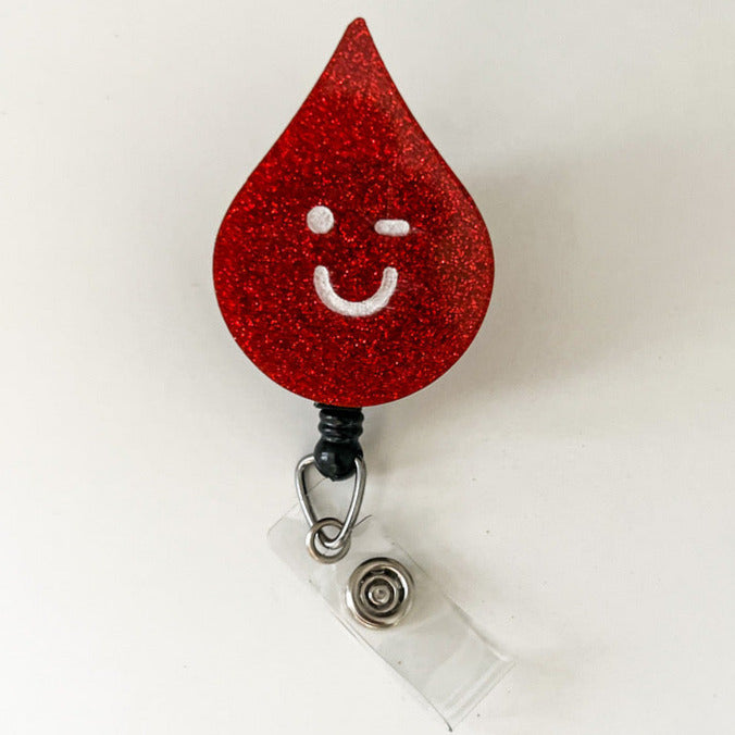 Glitter Badge Reel Topper: Blood Drop