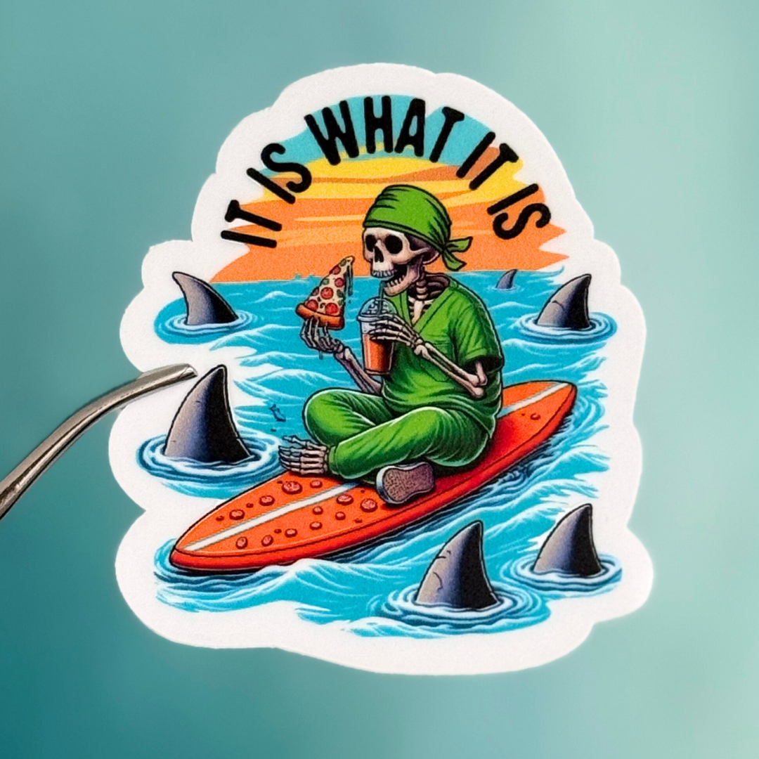 Sticker: It is what it is skeleton