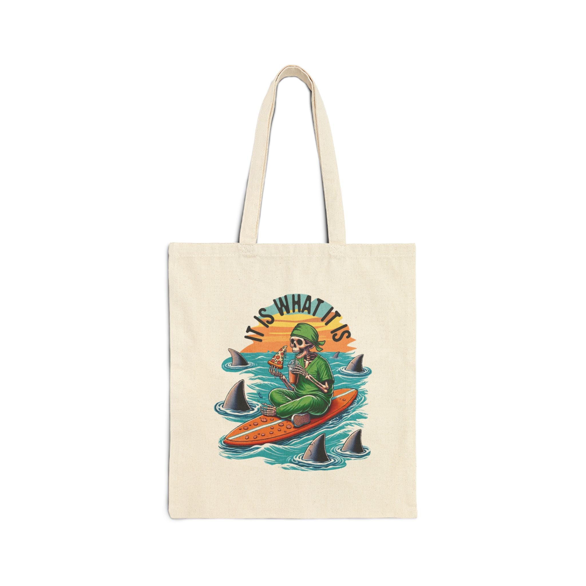 Tote Bag: It is what it is skeleton pizza