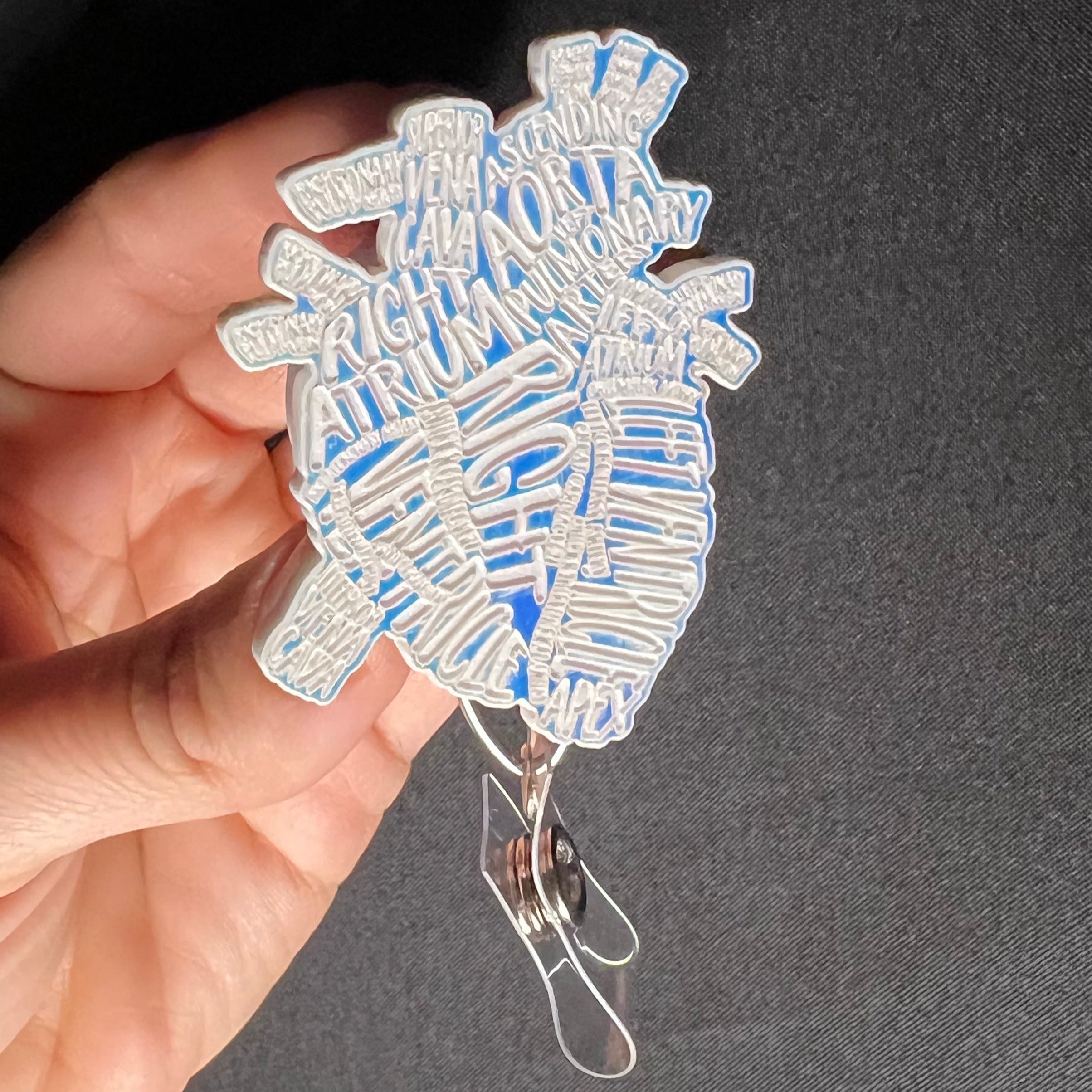 Color Shift Badge Reel Topper: Typographical Heart