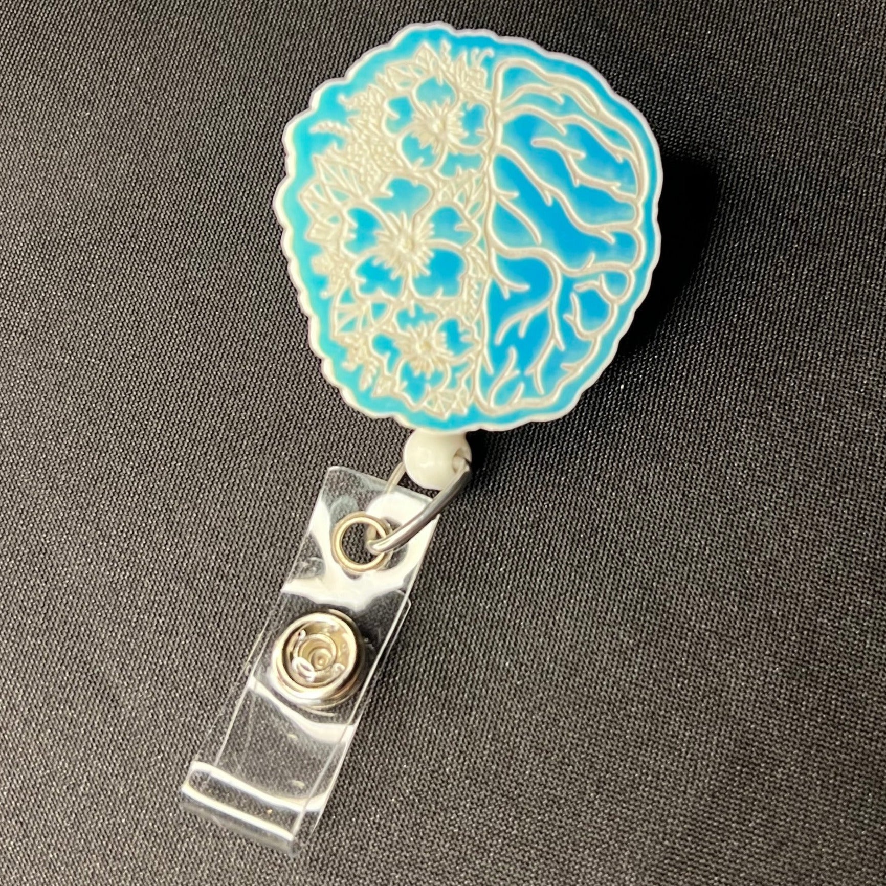Color Shift Badge Reel Topper: Floral Brain