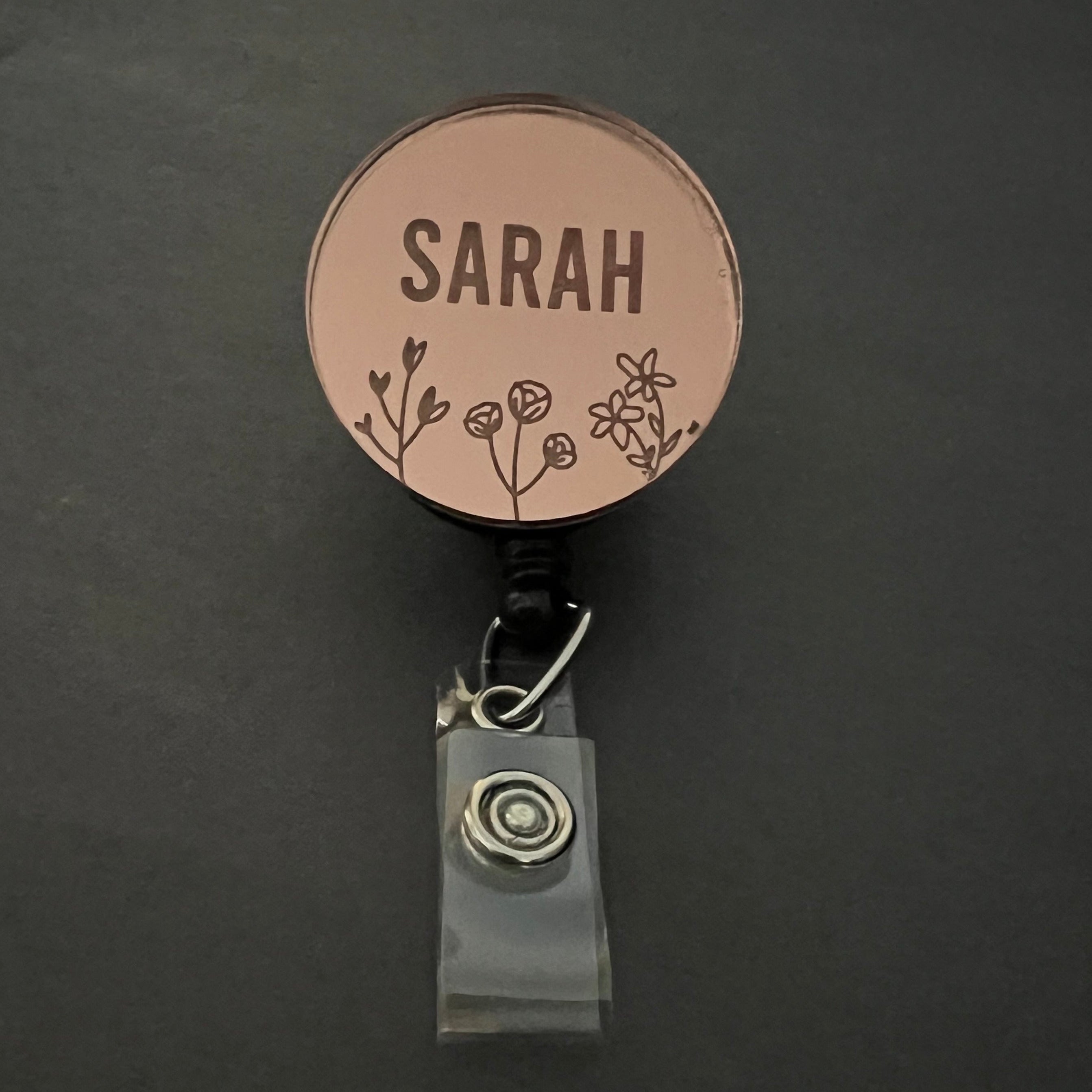 Mirrored Badge Reel Topper: Wildflowers - Personalize!