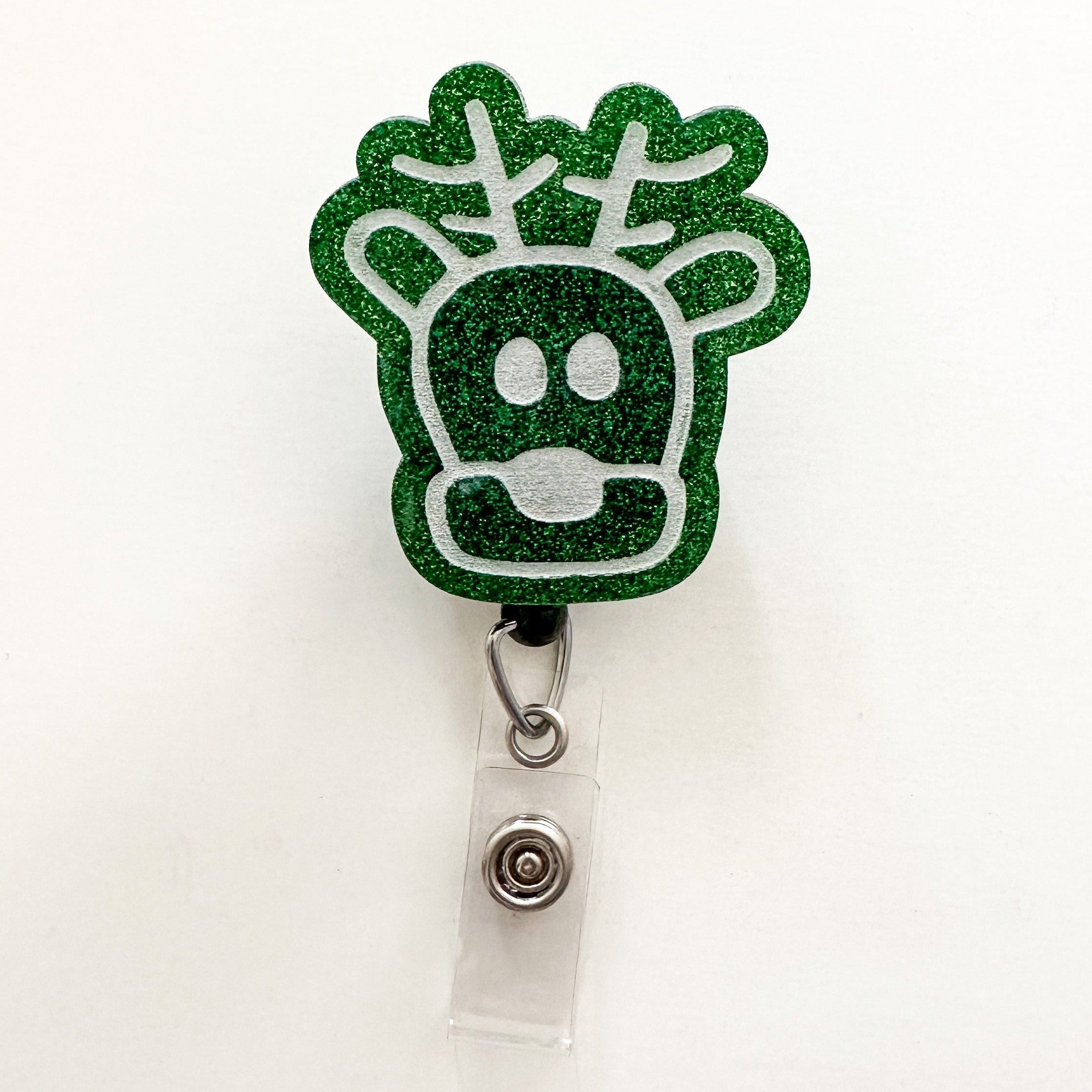 Glitter Badge Reel Topper: Reindeer