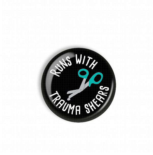 A black button with white text and a graphic of scissors.