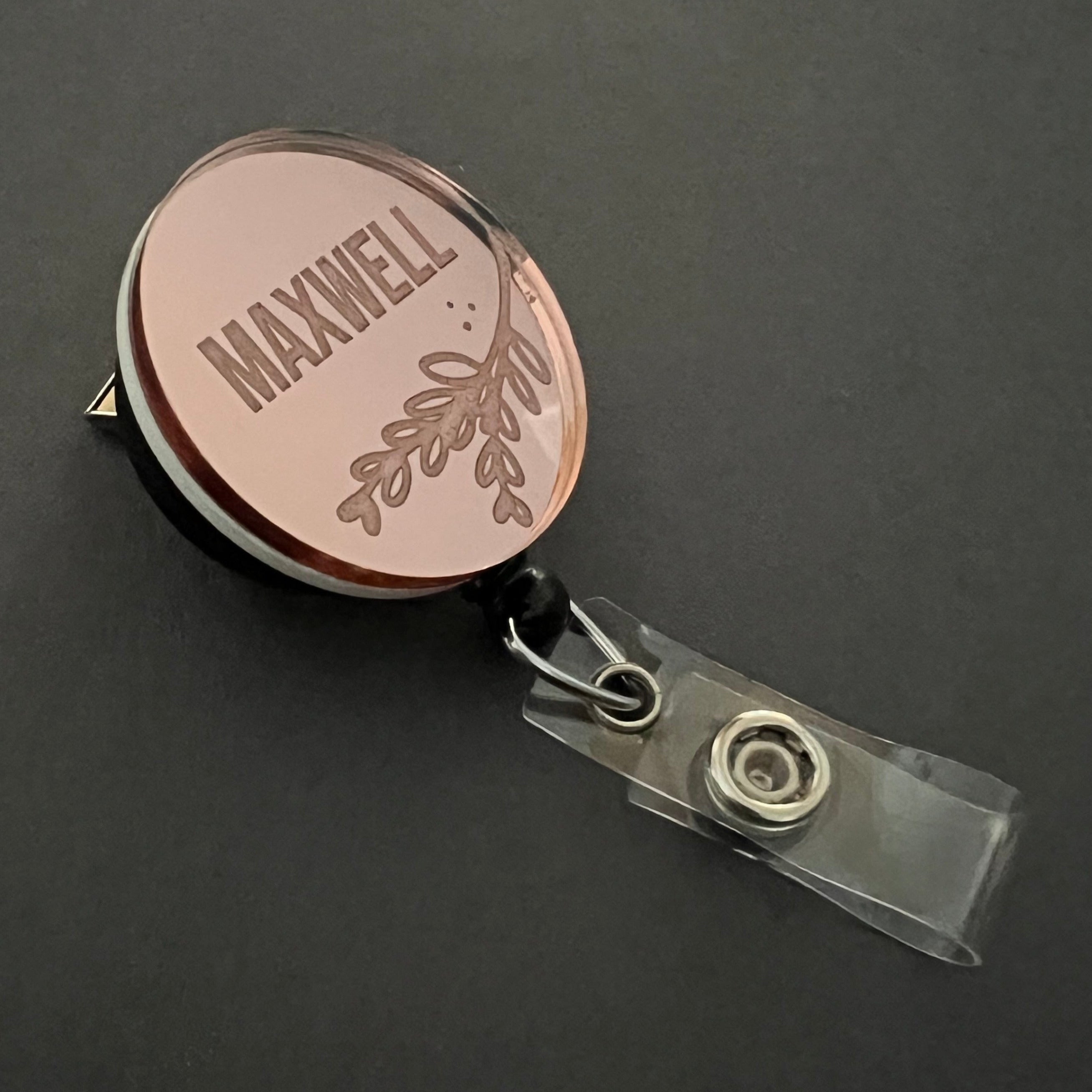 Mirrored Badge Reel Topper: Personalize!