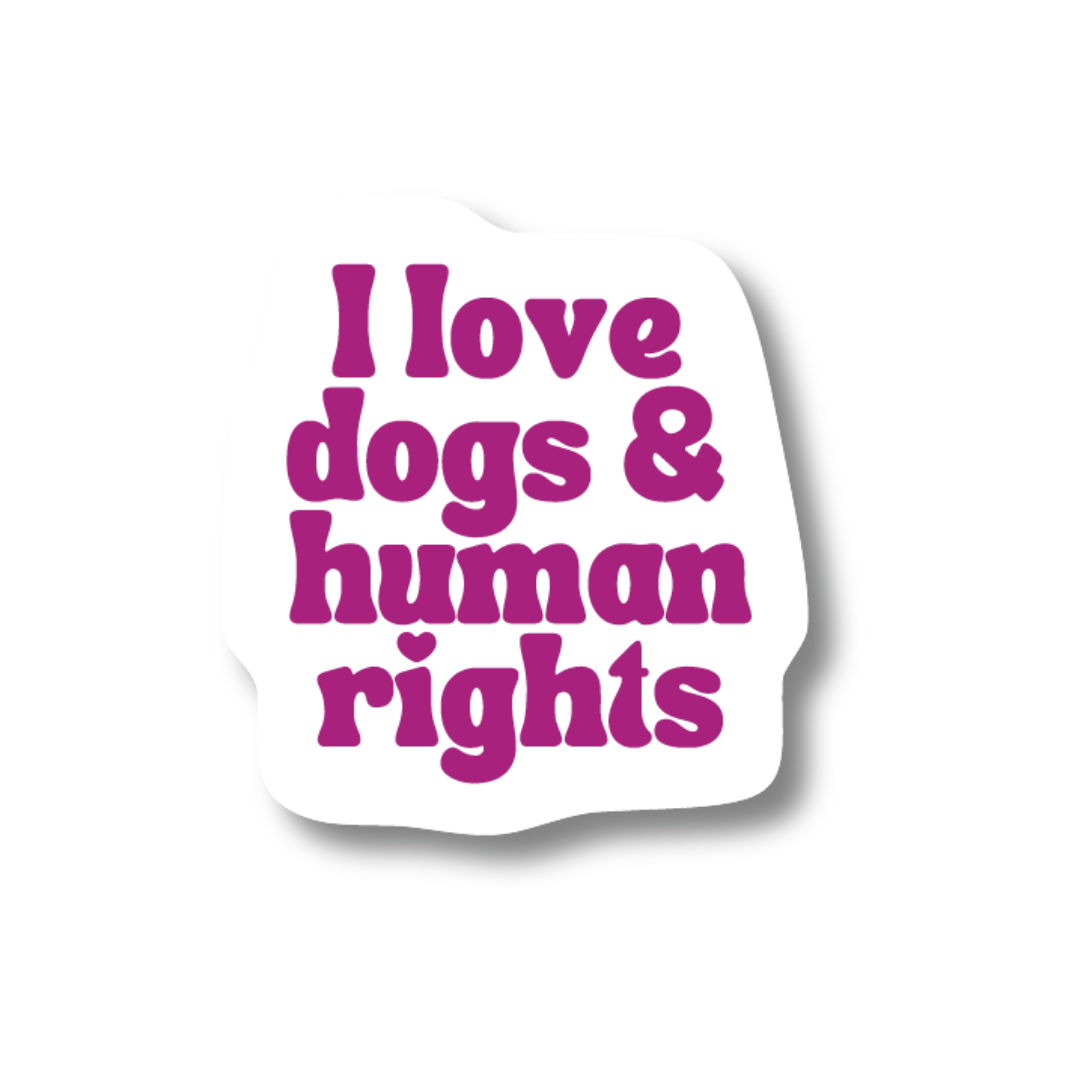 Acrylic Badge Topper: I love dogs & human rights