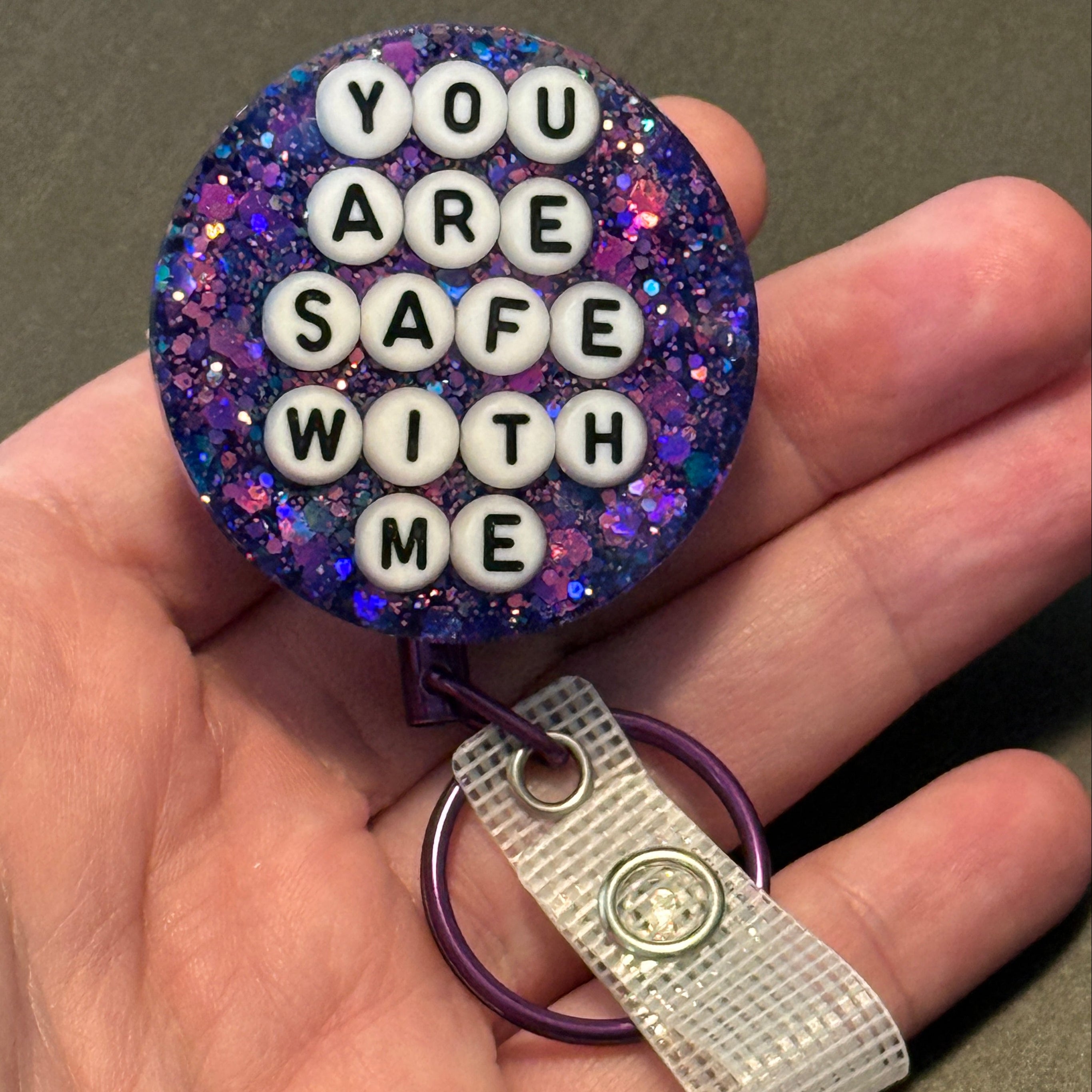 Glitter Badge Topper: You are safe with me (topper only)