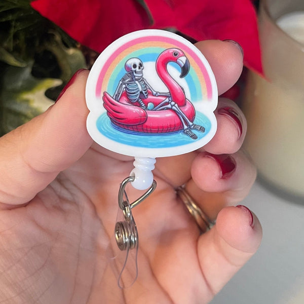 Badge Reel: Flamingo Skeleton