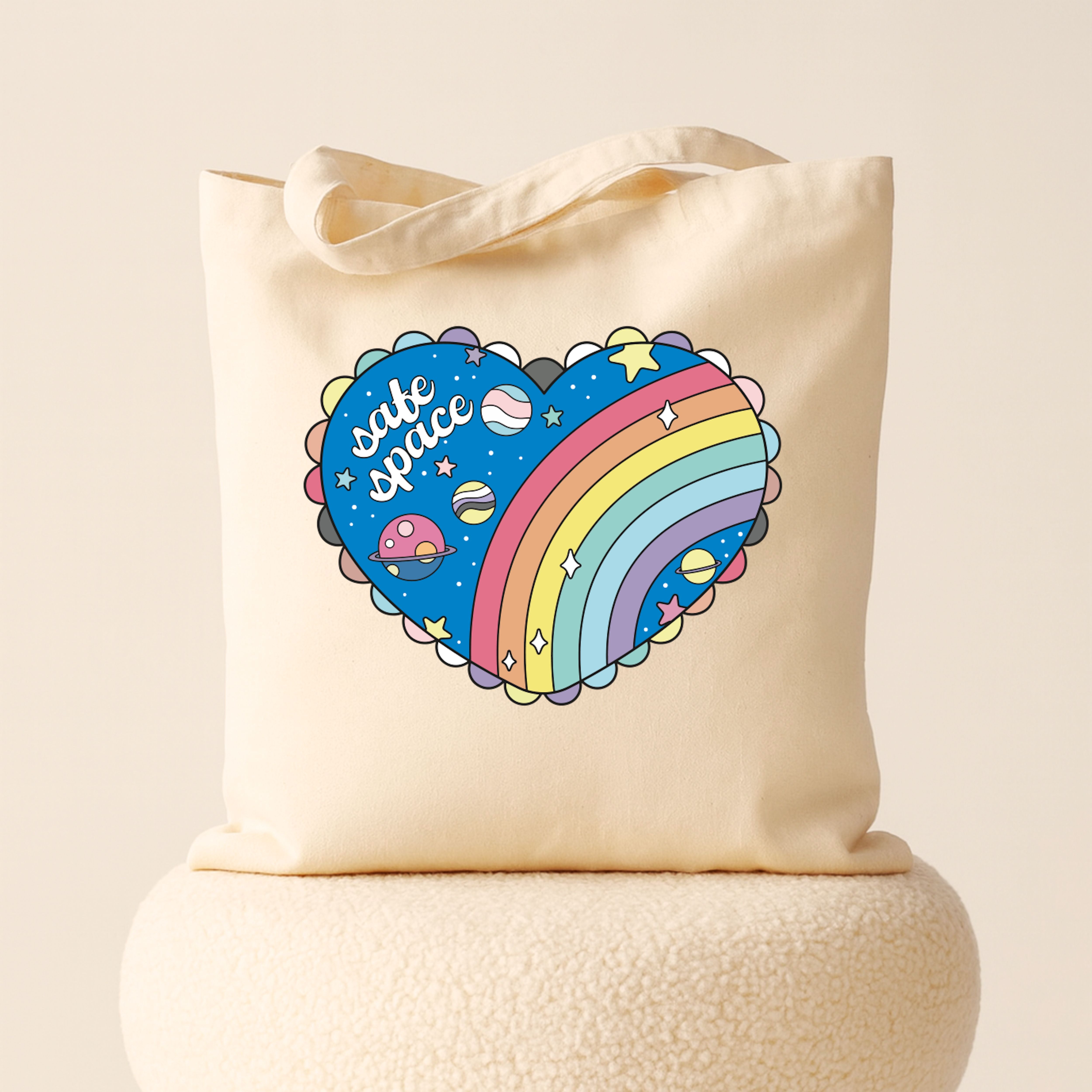 Safe Space LGBTQIA+ Tote Bag, Gift for Nurses, NPs and doctors, Canvas Bag for work, Shopping, or Everyday Use