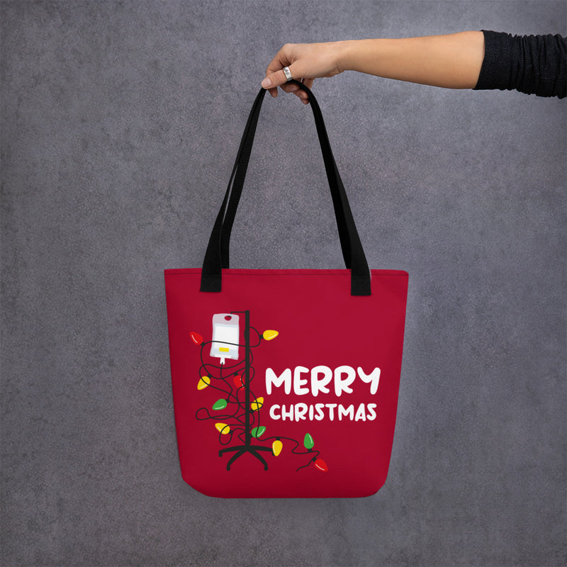 Tote: Merry Christmas Tangled Lines