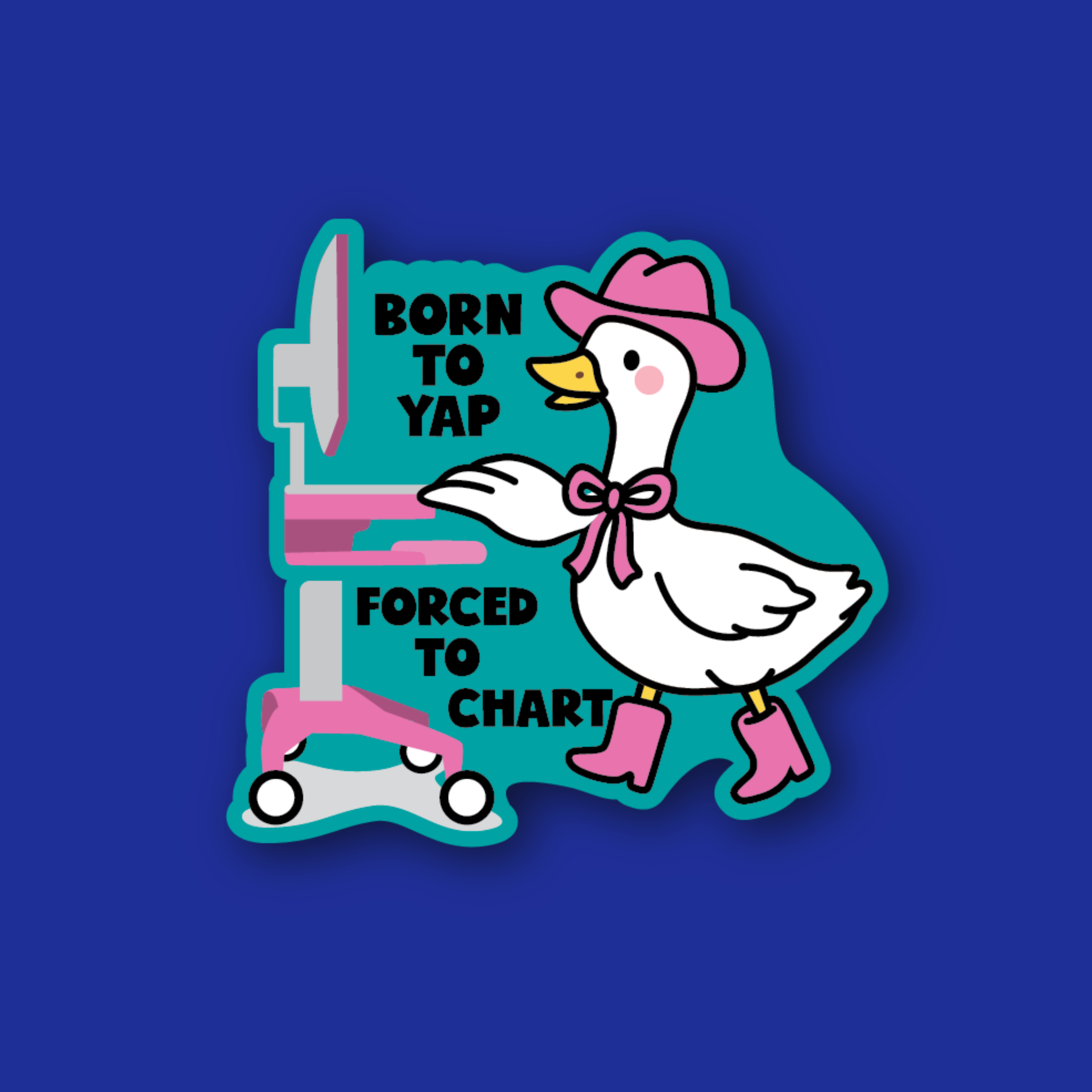 Acrylic Badge Topper: Born to yap, forced to chart