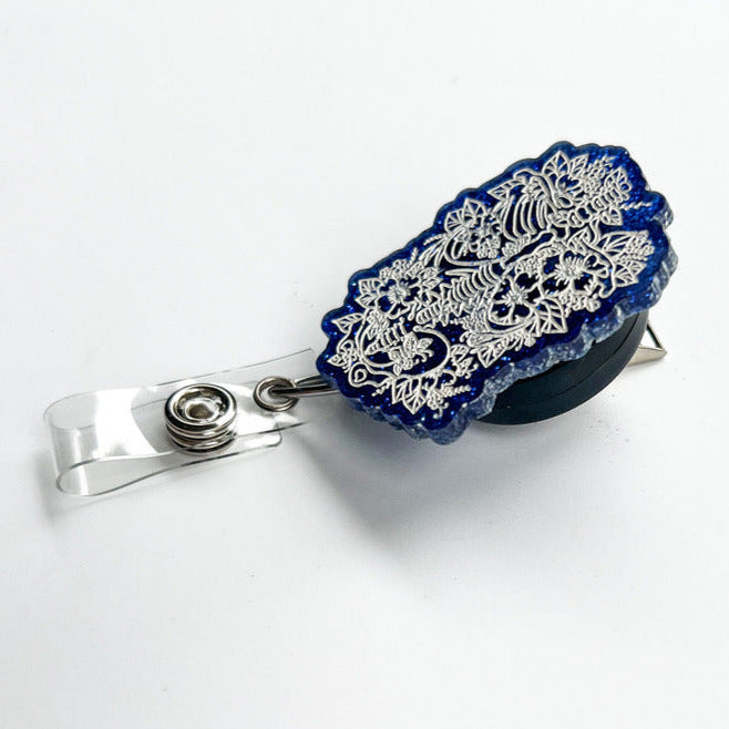 Glitter Badge Reel Topper: Floral Spine