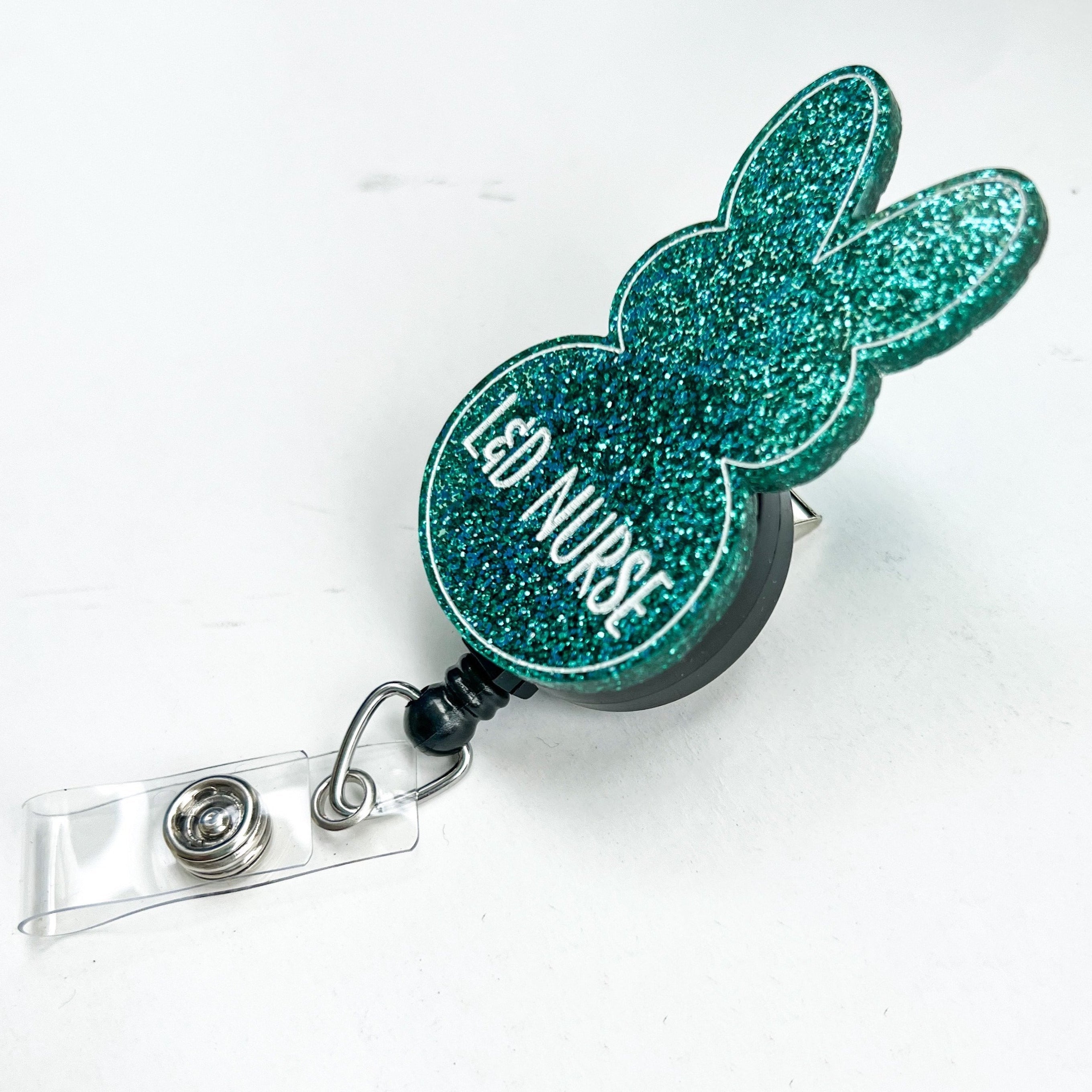 Glitter Badge Reel Topper: L&D Bunny