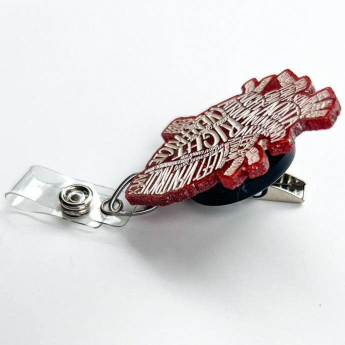 Glitter Badge Reel Topper: Typographical Heart