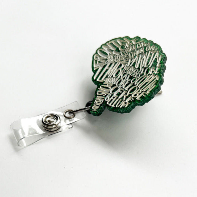 Glitter Badge Reel Topper: Typographical Brain