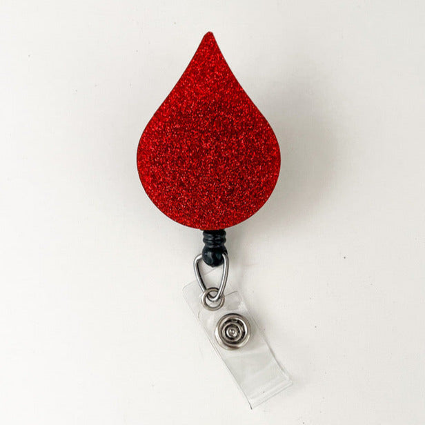 Glitter Badge Reel Topper: Blood Drop