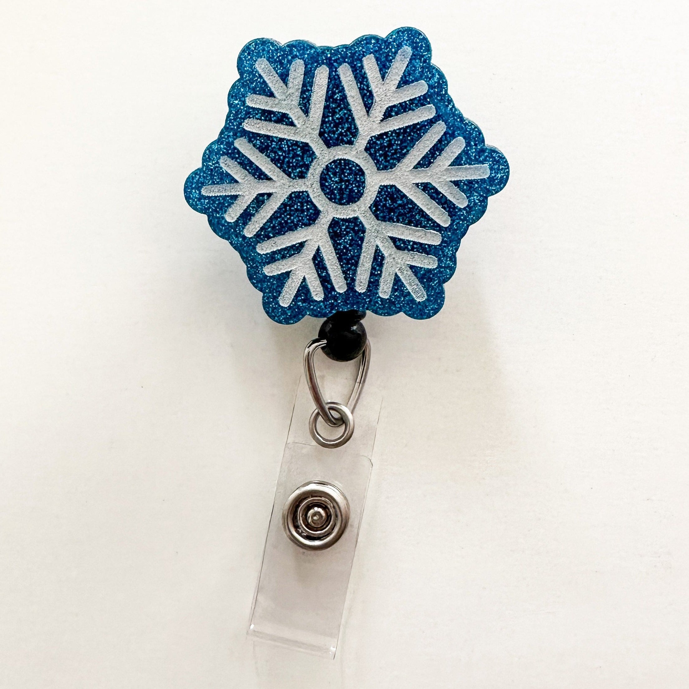 Glitter Badge Reel Topper: Snowflake