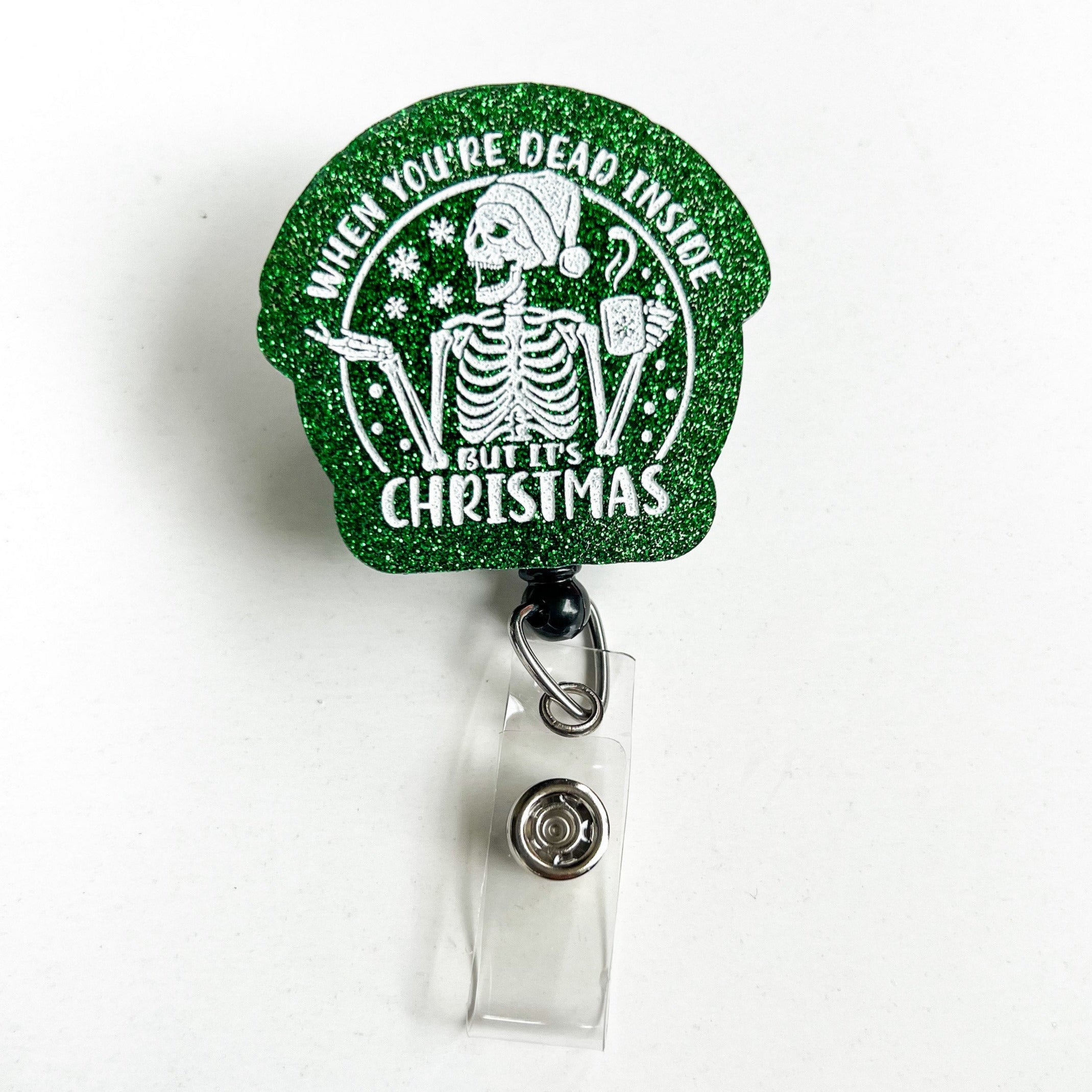 Glitter Badge Reel Topper: Dead Inside But It's Christmas