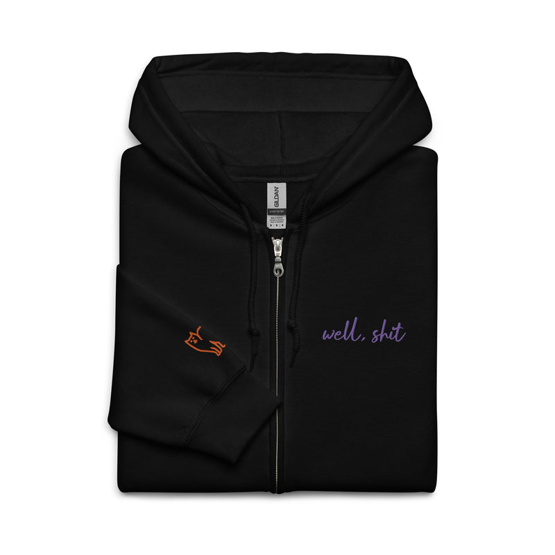 Embroidered Full-Zip Hoodie: well, shit