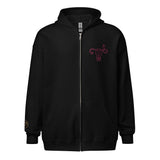 Embroidered Full-Zip Hoodie: Middle Finger Uterus