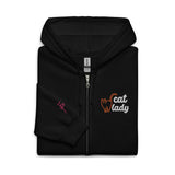 Embroidered Full-Zip Hoodie: Cat Lady