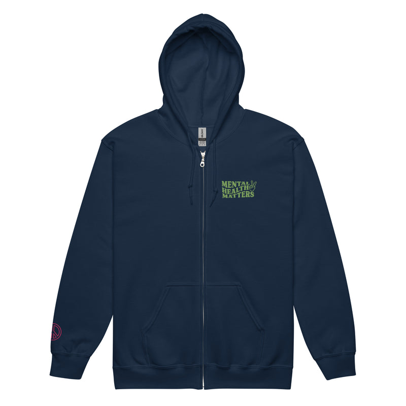 Embroidered Full-Zip Hoodie: Mental Health Matters