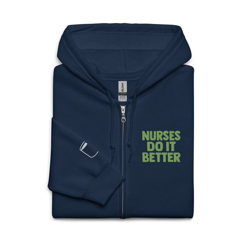 Embroidered Full-Zip Hoodie: Nurses Do It Better