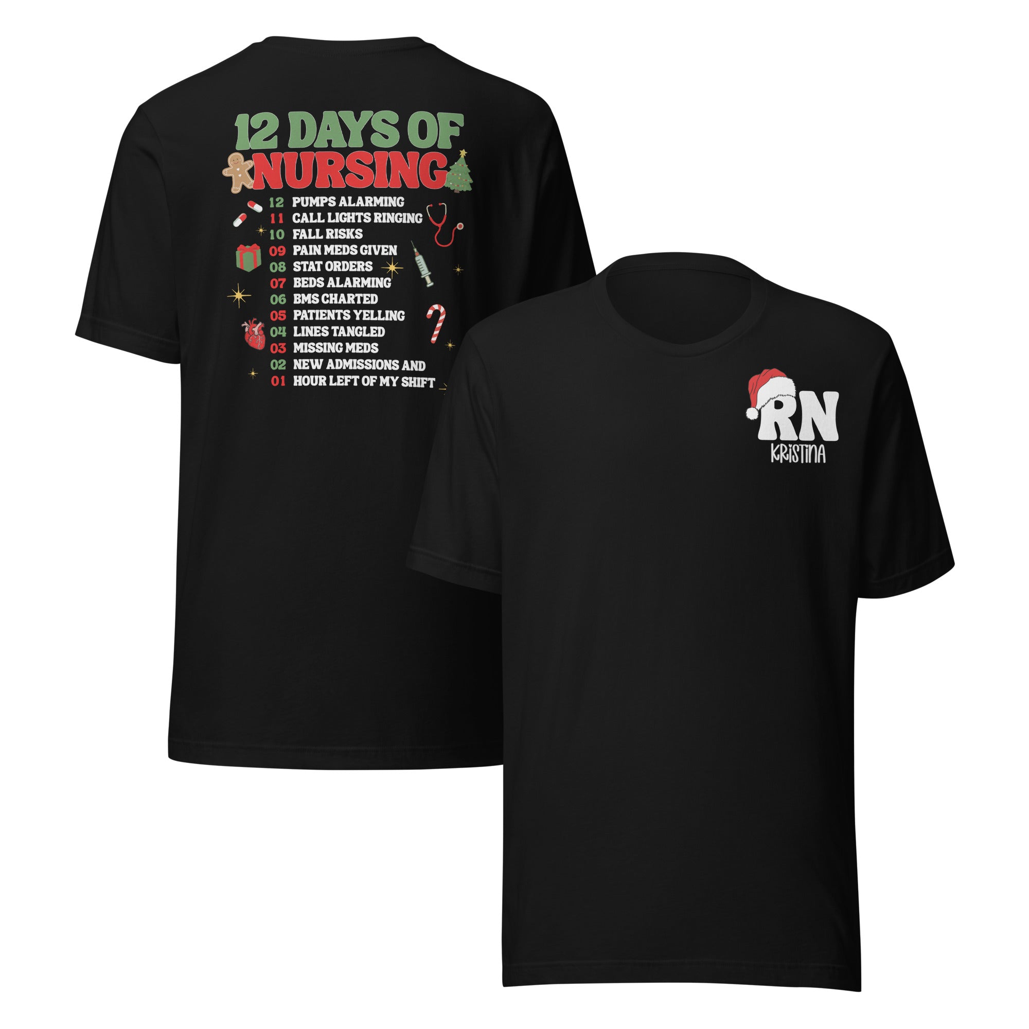 12 days of Christmas Custom Nurse LPN Shirt