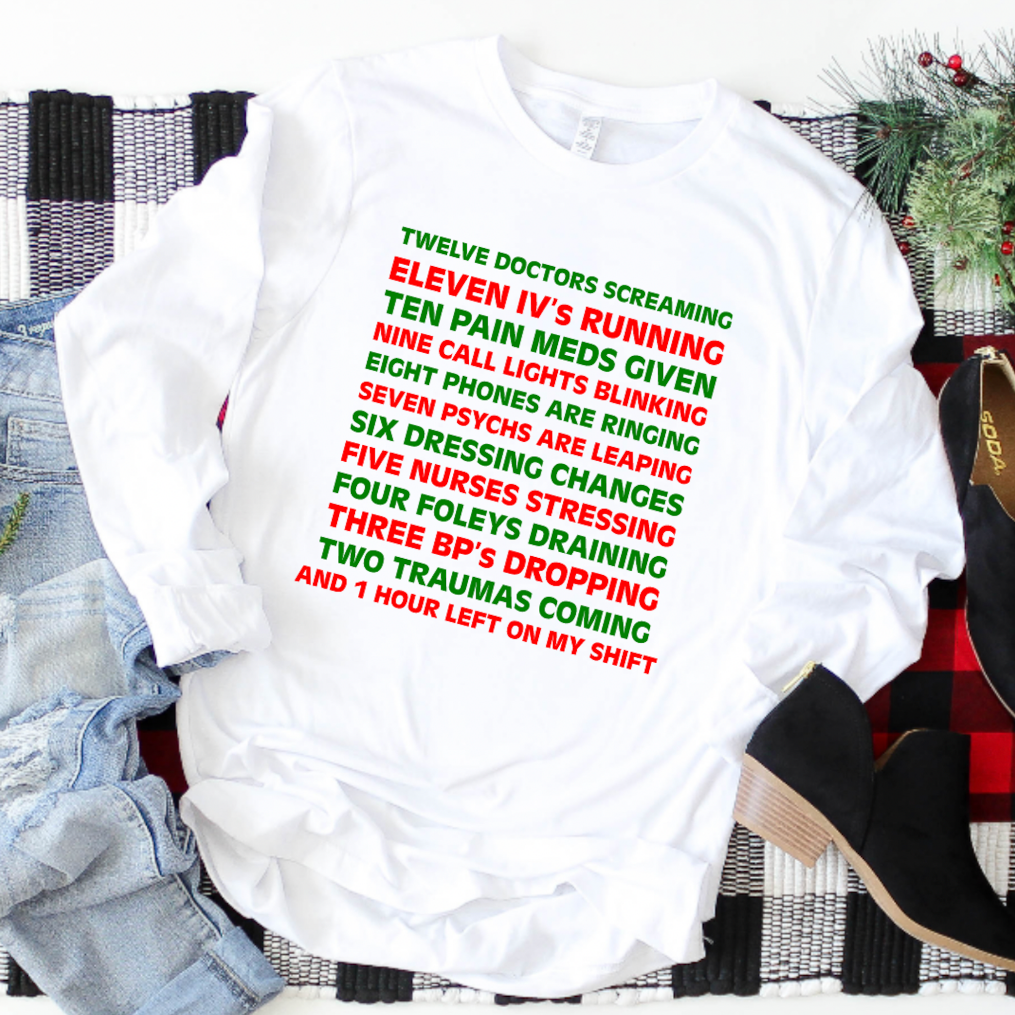 12 Days of Nurse Christmas - Long Sleeve