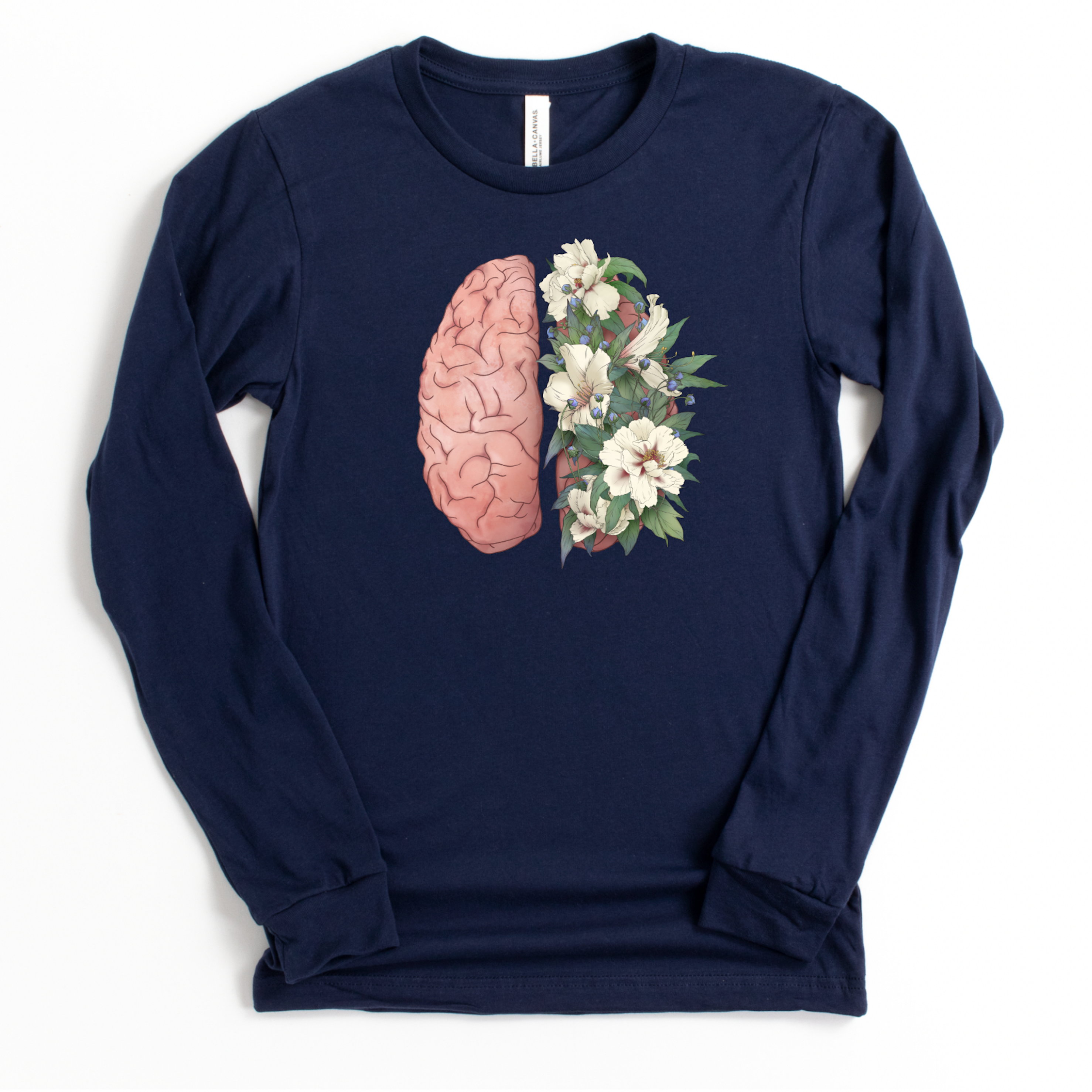 Floral Anatomical Brain - Long Sleeve