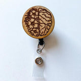 Wooden Badge Reel: Floral Brain