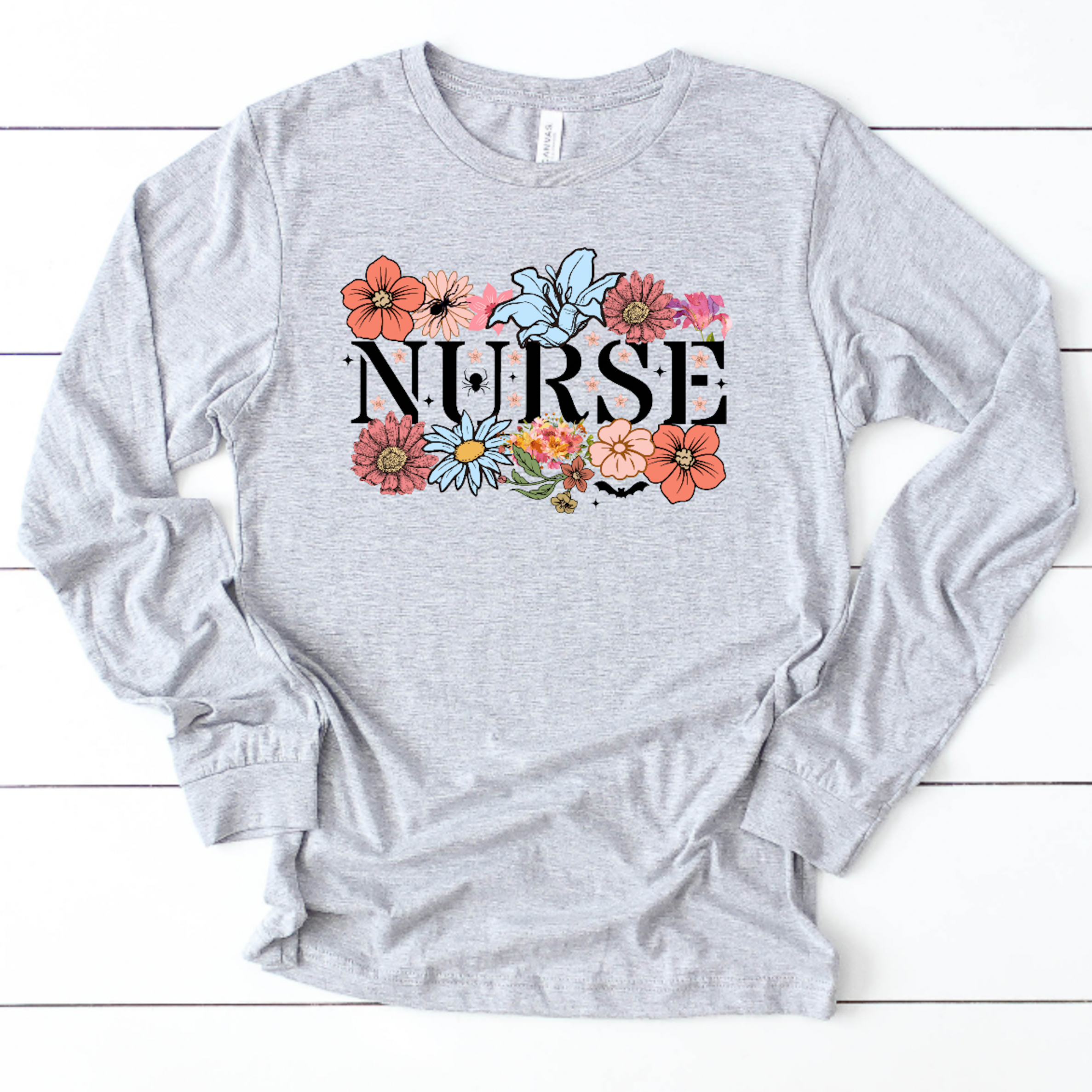 Floral Halloween Nurse - Long Sleeve