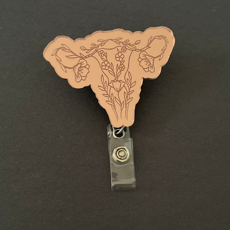Floral Uterus Badge Reel (Ovary) – WhattaCharmer