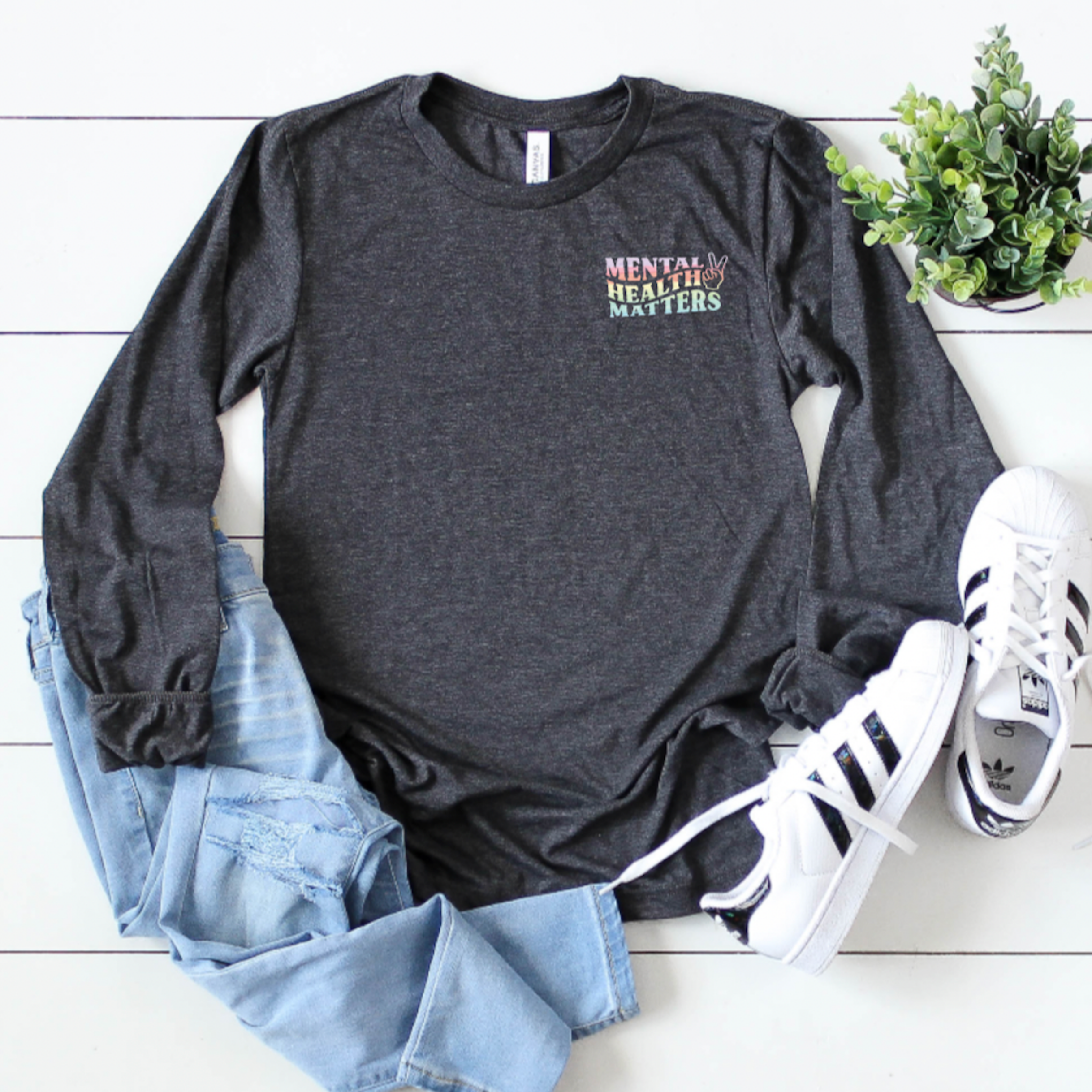 Mental Health Matters Watercolor - Left Chest - Long Sleeve