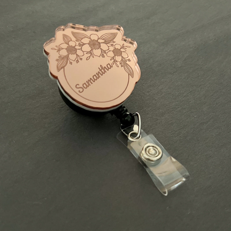 Mirrored Badge Reel: Flower Circle - Personalize!