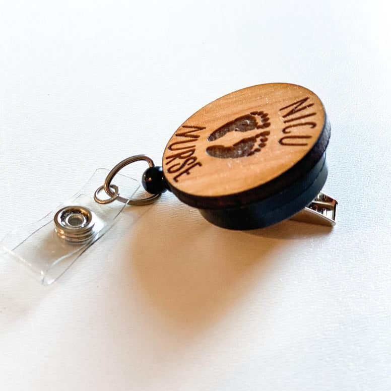Wooden Badge Reel: NICU Nurse