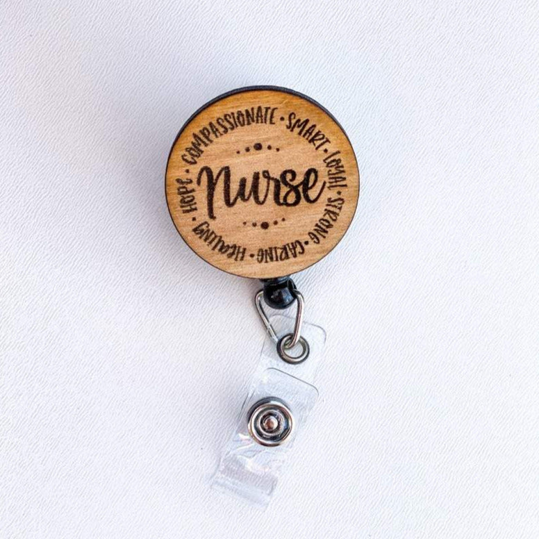 Wooden Badge Reel: Nurse