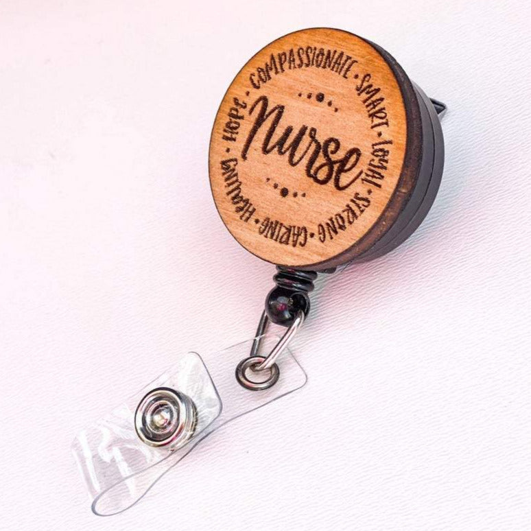Wooden Badge Reel: Nurse