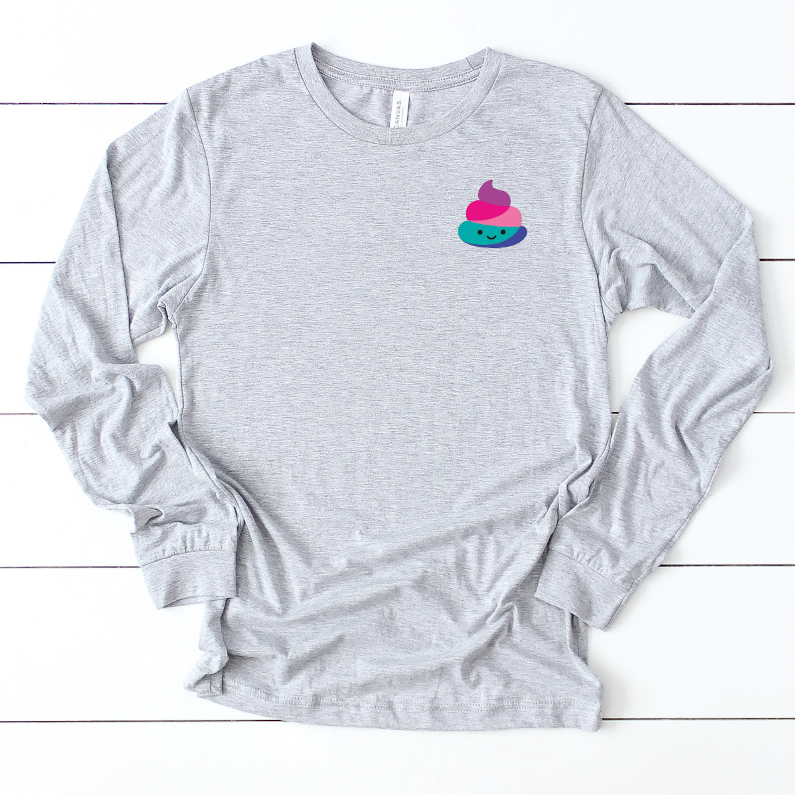 Rainbow Poo Long Sleeve - Left Chest