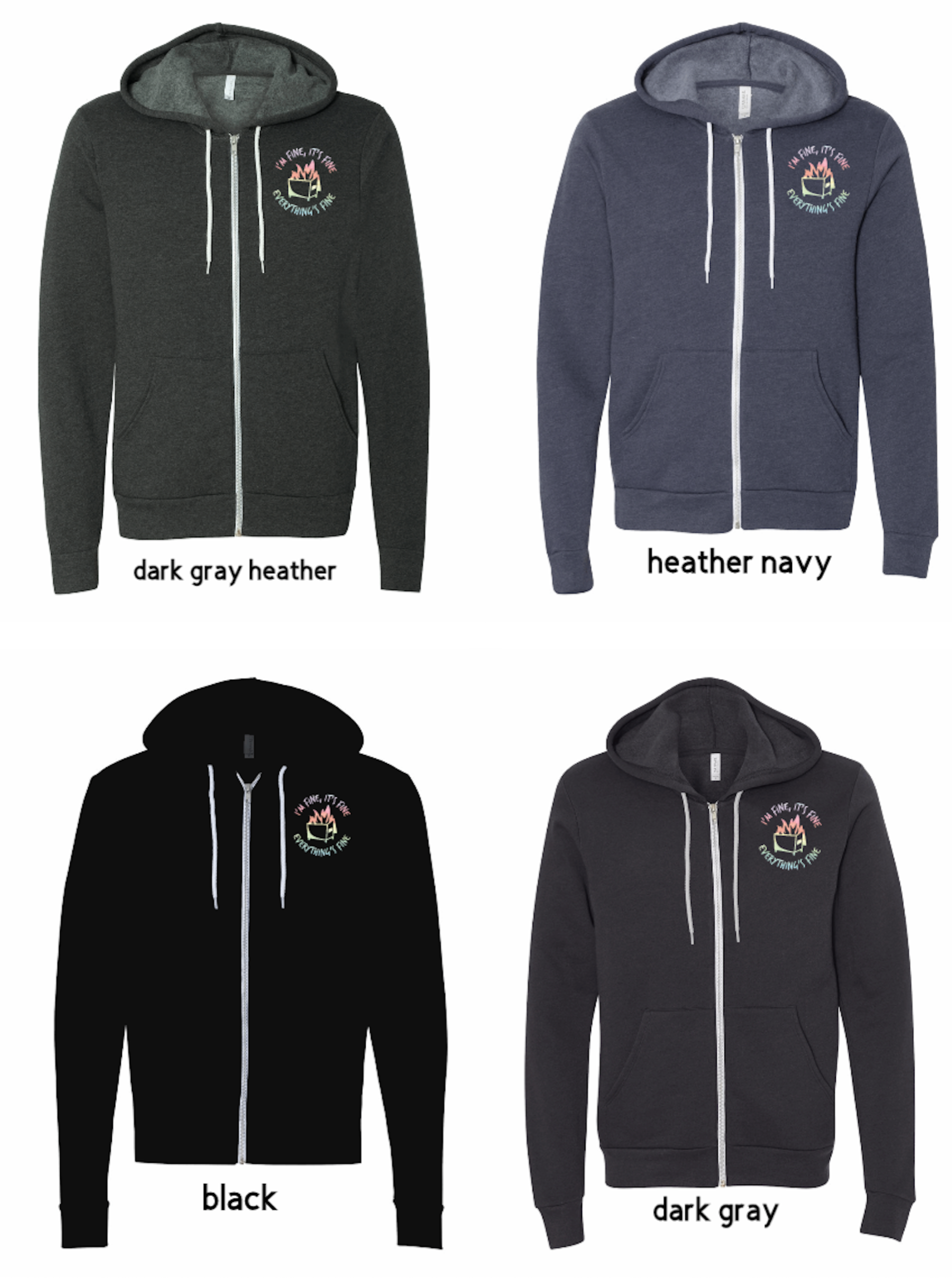 Full-Zip Hoodie: Dumpster Fire [Watercolor]