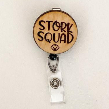 Wooden Badge Reel: Stork Squad