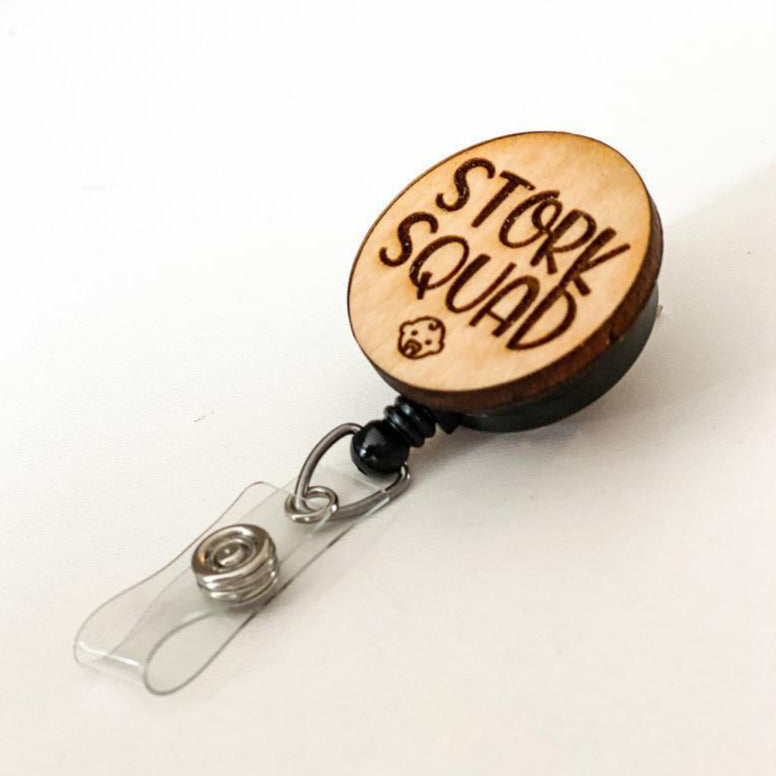 Wooden Badge Reel: Stork Squad