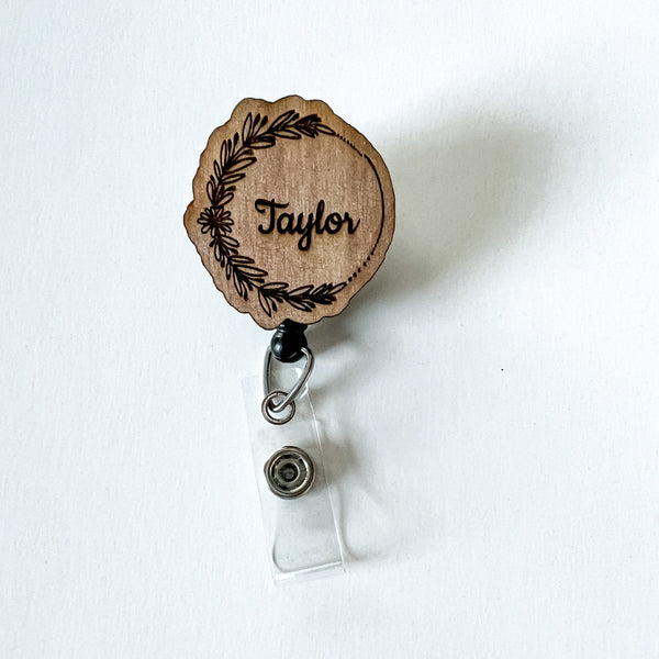 Wooden Badge Reel: Circle - Personalize!