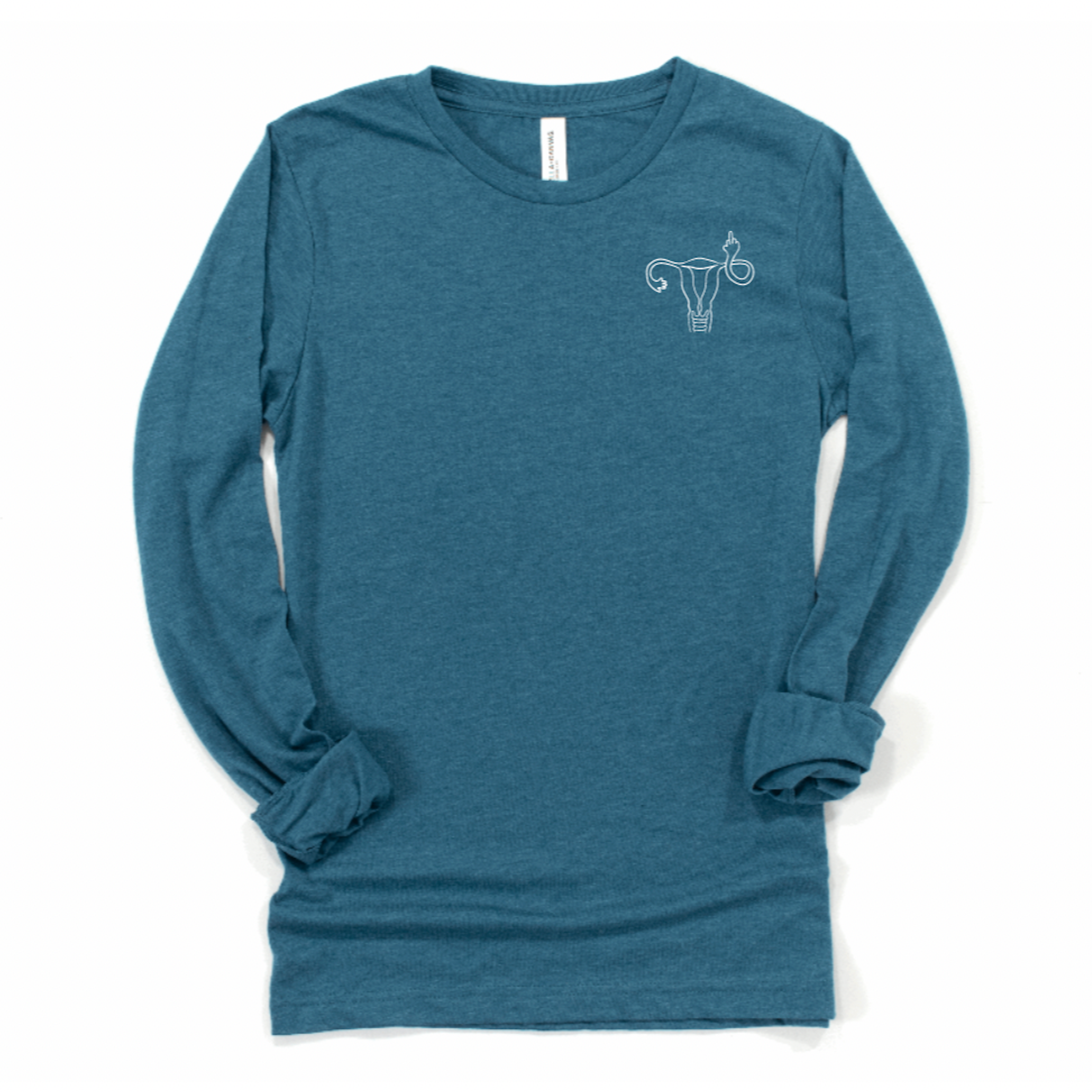 Middle Finger Uterus - Left Chest - Long Sleeve